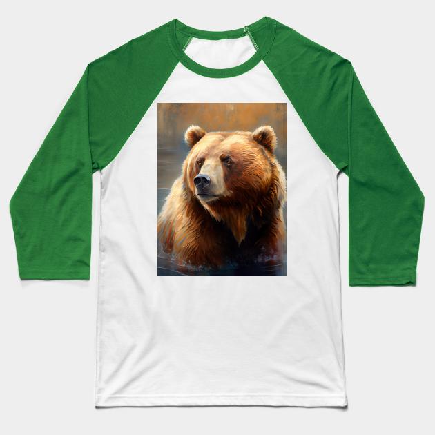 Arctic Brown Bear - Oil paint Baseball T-Shirt by ABART BY ALEXST 